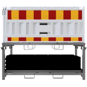 SET | with 20 panel fence | and 21 base plates | on storage and transport traverse | without lamp adapter | with red/yellow foil, type RA1/A | Barrier type NOX